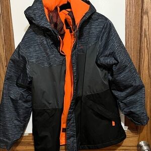 Swiss Tech Kids Jacket in Black and Orange